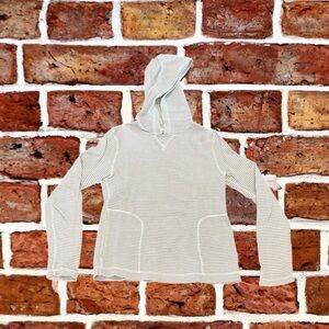 Womans’s White / Cream and Light Gray Striped Hoodie J. Crew Size XXS